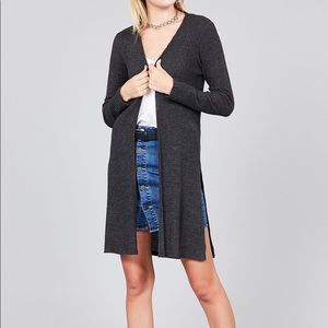 Long sleeve, Side Slit, Soft Open Cardigan